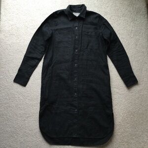 Everlane black linen shirt dress